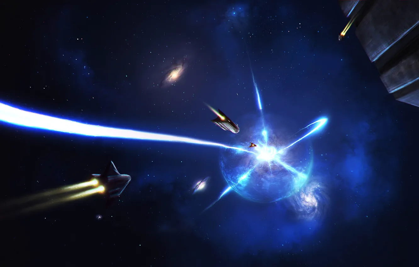 Photo wallpaper space, stars, ship