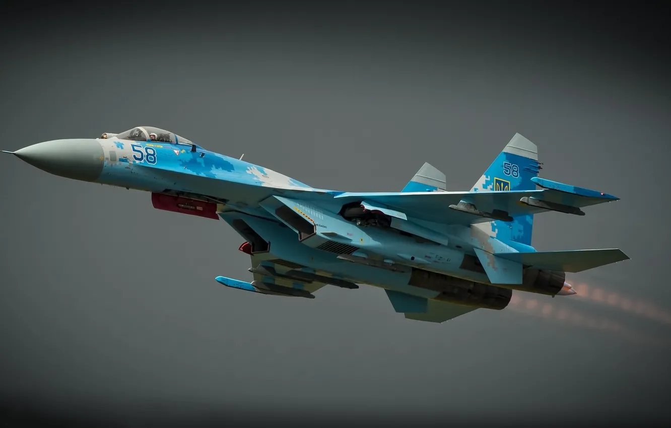 Photo wallpaper the sky, flight, combat aircraft, Sukhoi Su-27P1M