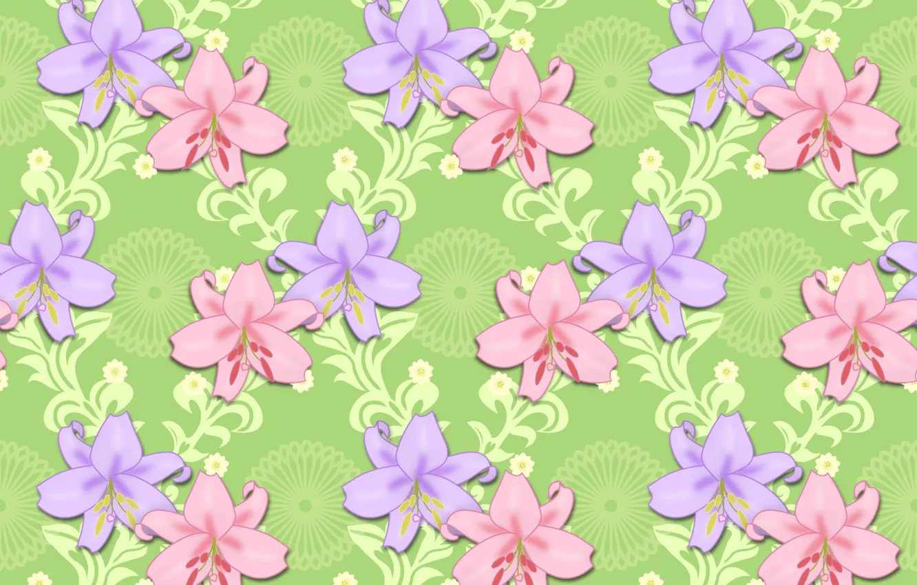 Photo wallpaper Lily, texture, light green background