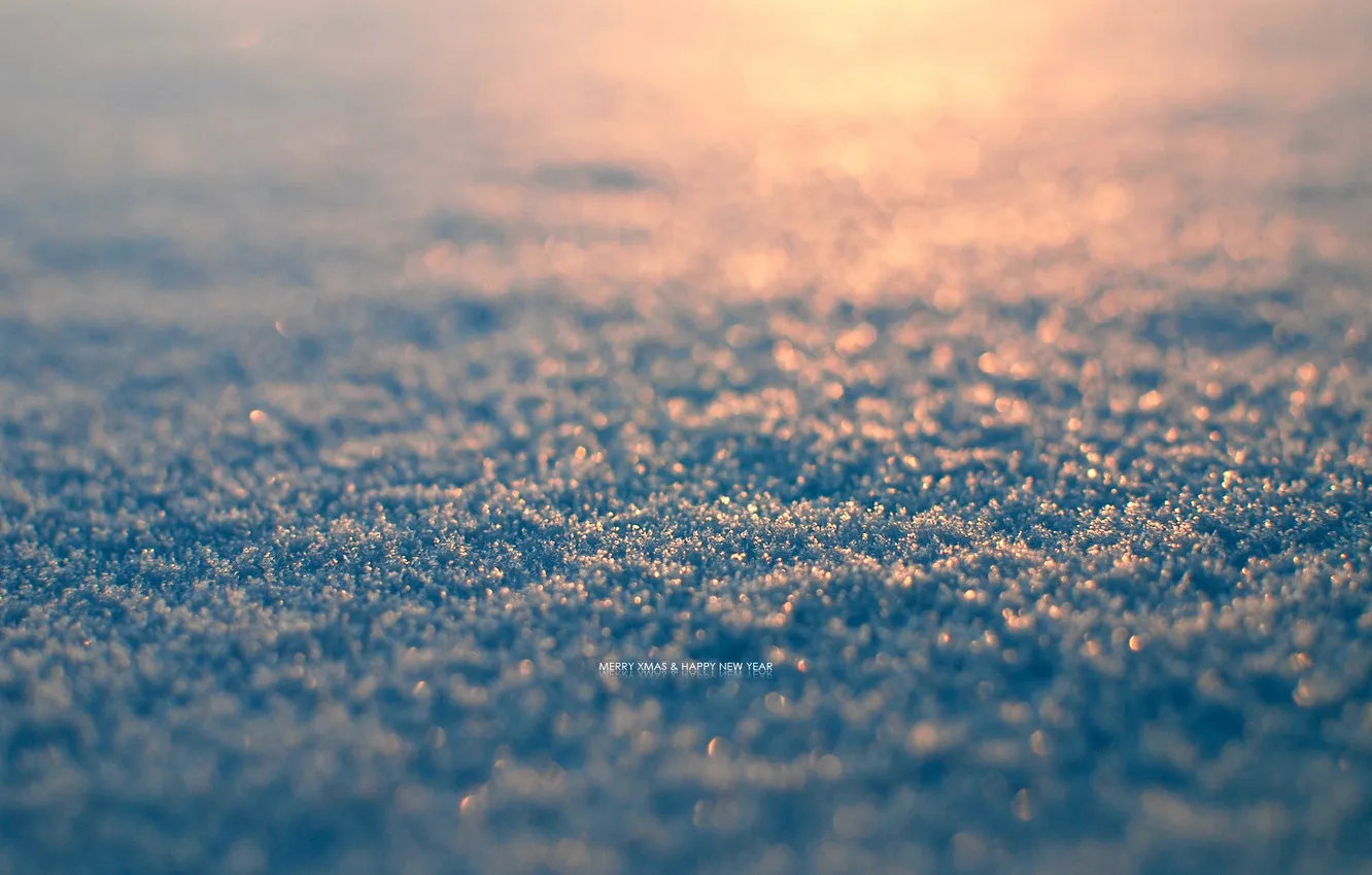 Photo wallpaper winter, macro, rays, snow, sunset, nature, the snow, snow