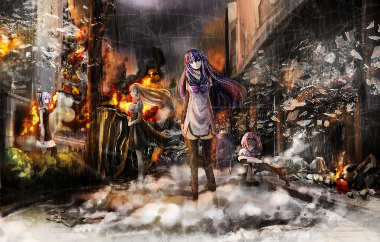 Photo wallpaper darkness, destruction, Brünnhilde, Devushi