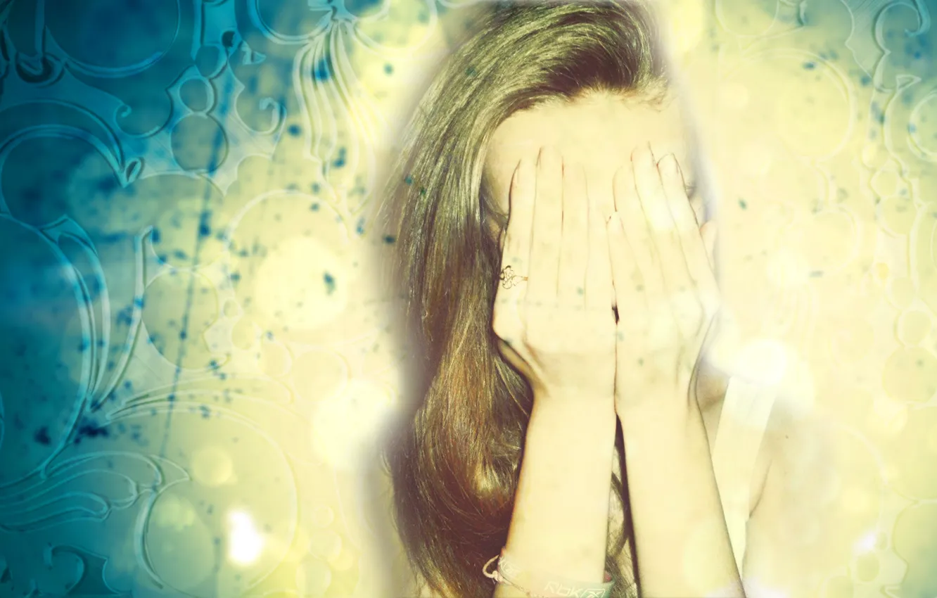 Photo wallpaper girl, abstraction, texture, hands