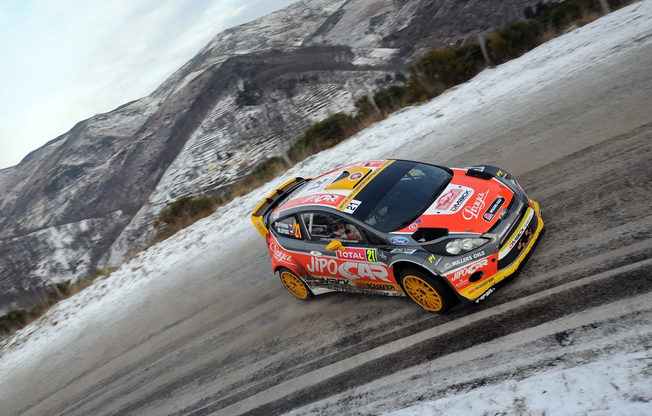 Photo wallpaper Ford, Road, Race, WRC, Rally, Fiesta, Monte-Carlo, The front