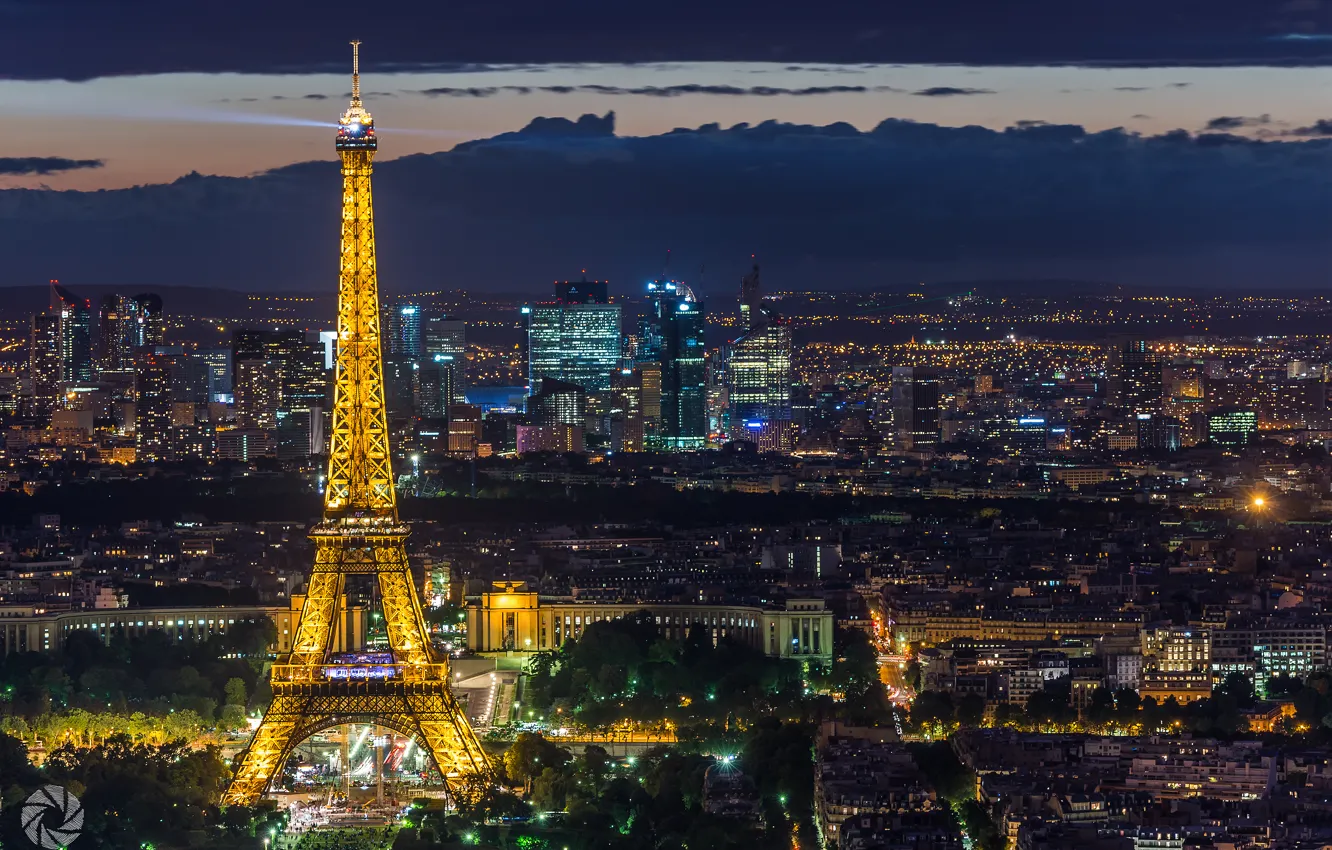 Photo wallpaper light, the city, lights, France, Paris, tower, home, the evening