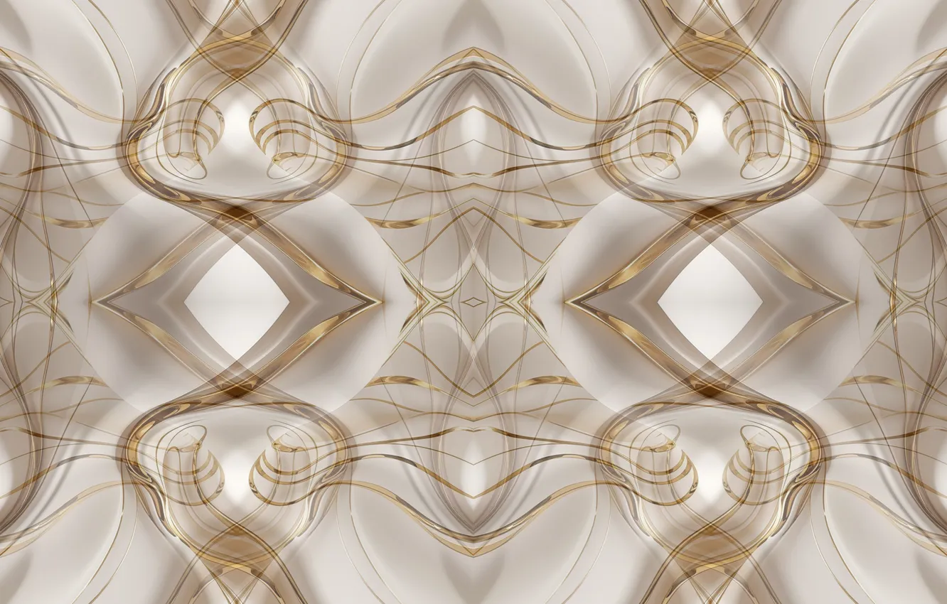 Photo wallpaper white, gold, design, art, silk, Fractal