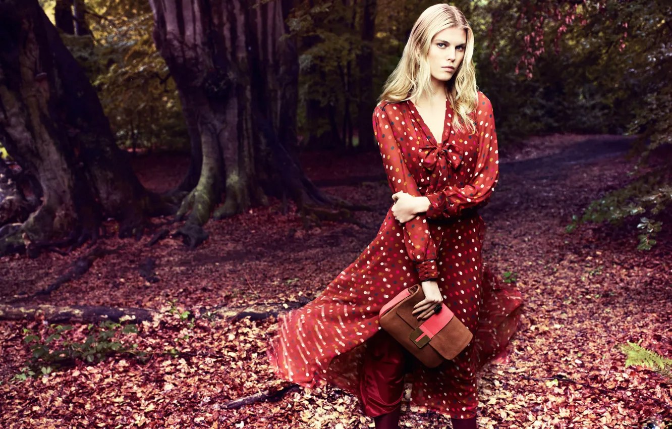 Photo wallpaper autumn, look, girl, pose, photo, dress, bag, Marina Linchuk