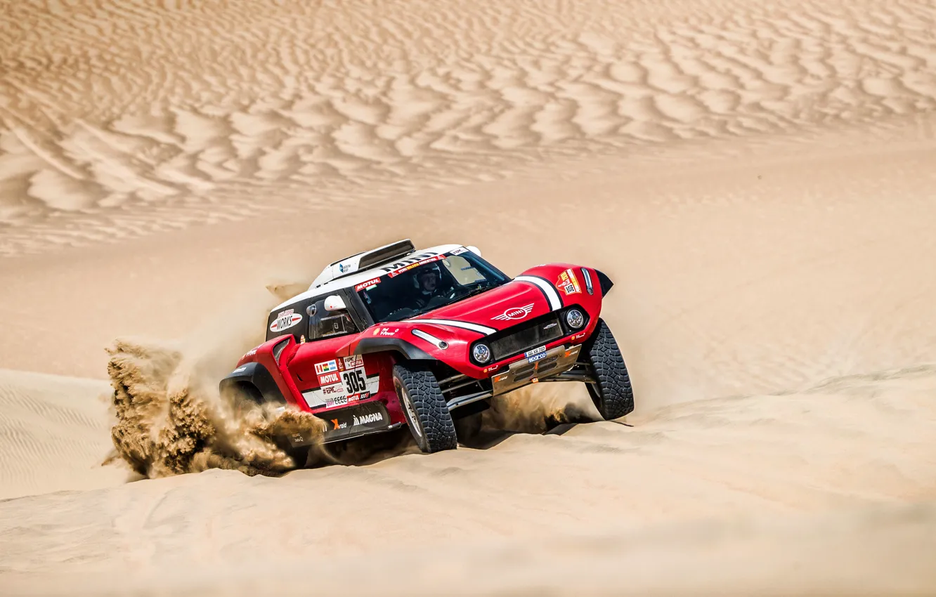 Photo wallpaper sand, sport, desert, speed, Mini, dunes, SUV, Mini Cooper