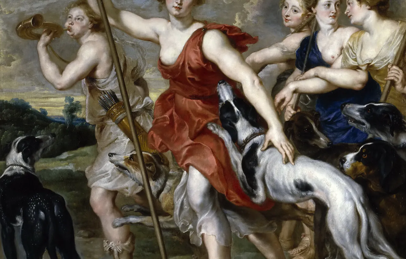 Photo wallpaper picture, Peter Paul Rubens, mythology, Pieter Paul Rubens, Diana The Huntress