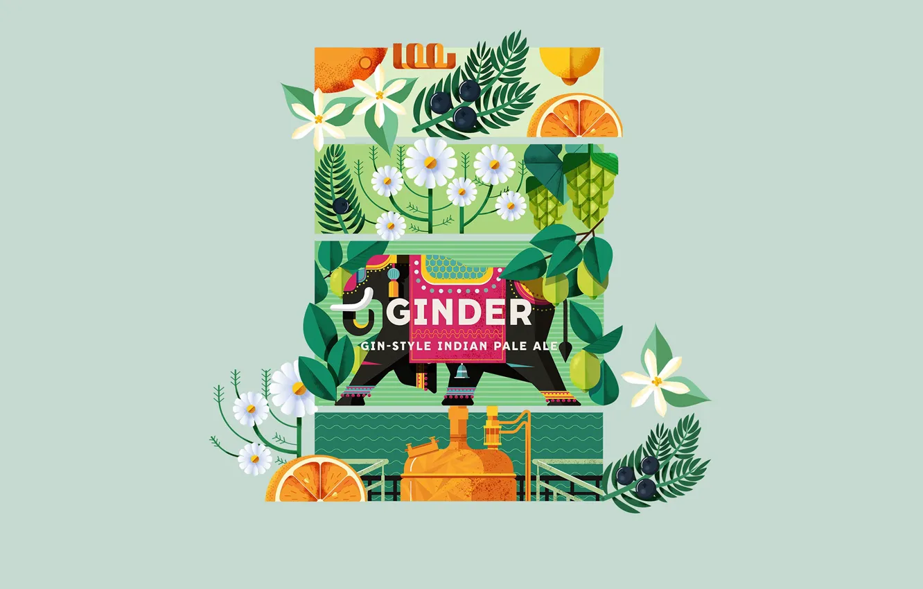 Photo wallpaper flowers, foliage, elephant, fruit, Stiegl x Beer