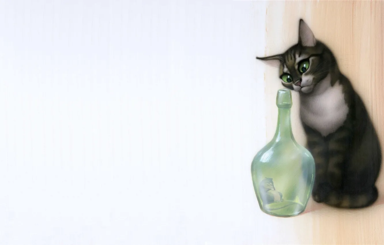 Photo wallpaper cat, the situation, mouse, art, children, Vladimir Stakheev