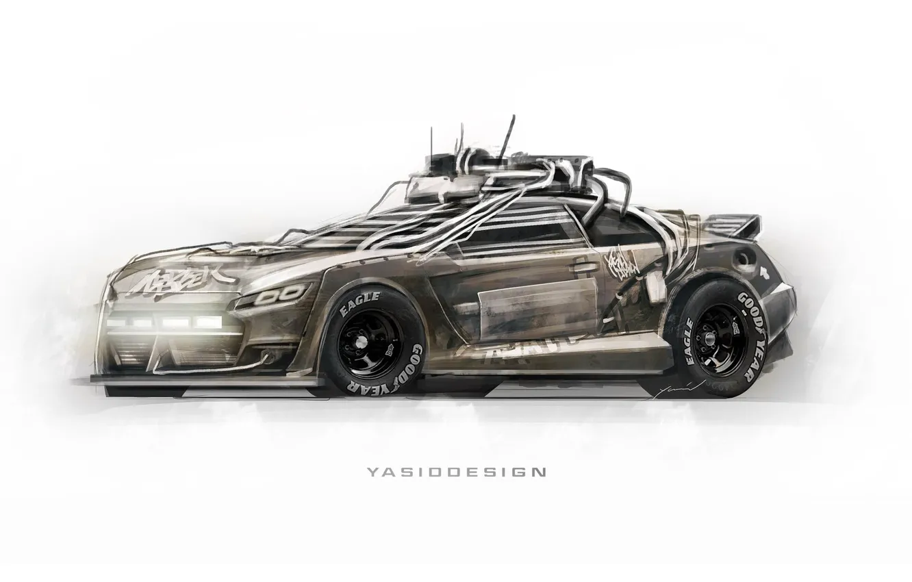 Photo wallpaper machine, auto, minimalism, art, Elysium, Yasid Design, Yasid Oozeear, ArtStation