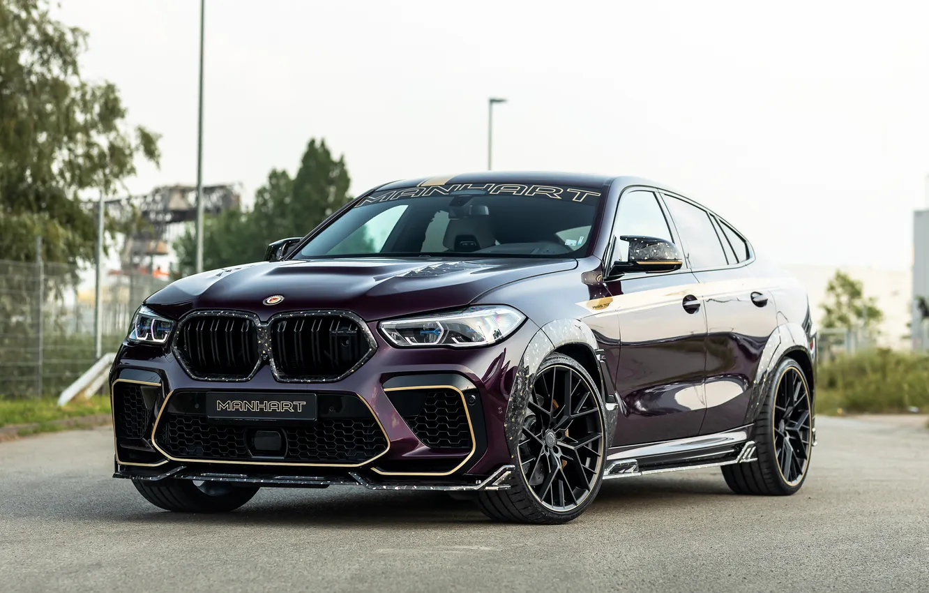 Photo wallpaper BMW, road, trees, bmw x6, Manhart, Gold Edition, Manhart MHX6