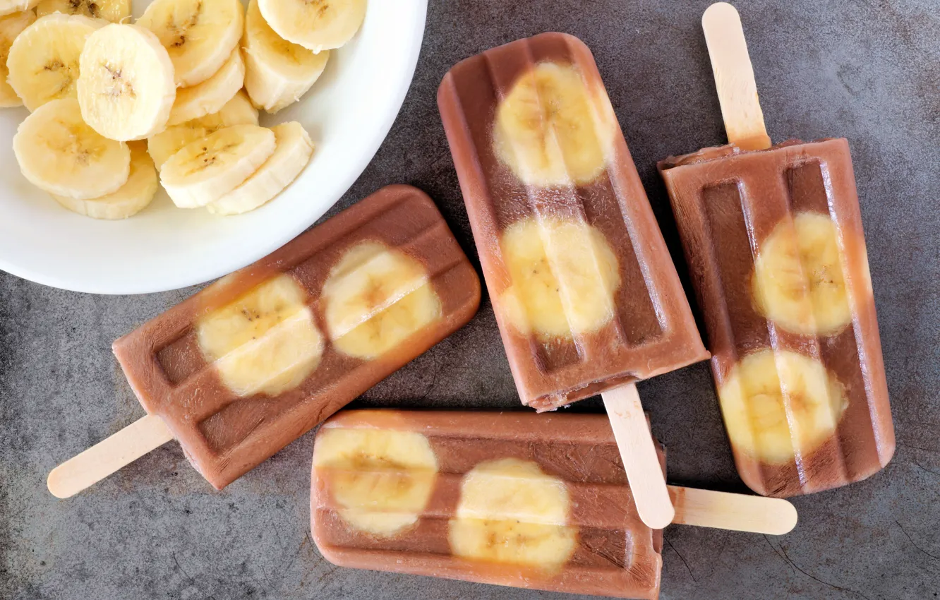 Photo wallpaper chocolate, ice cream, bananas, dessert