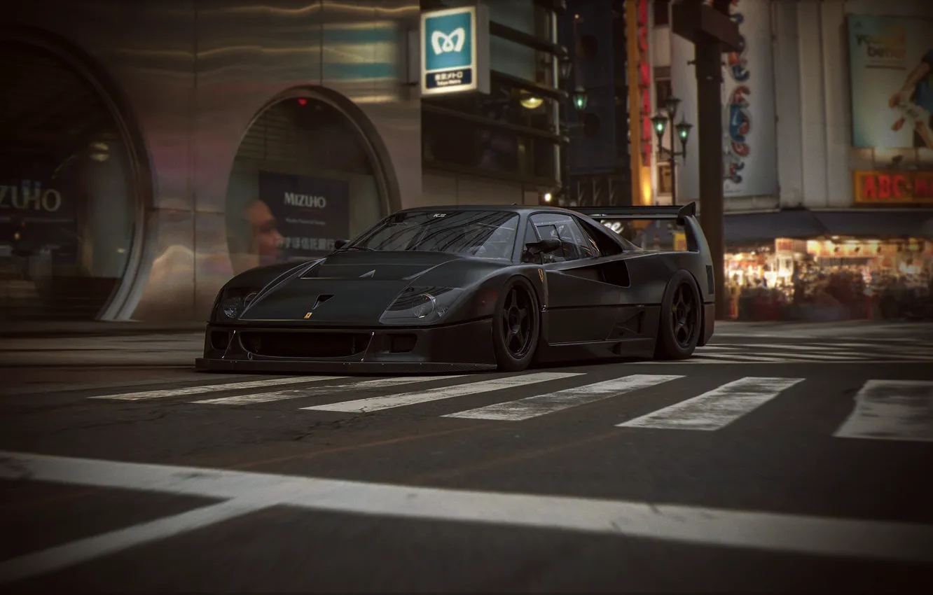 Photo wallpaper road, street, Zebra, car, F40 LM Extreme