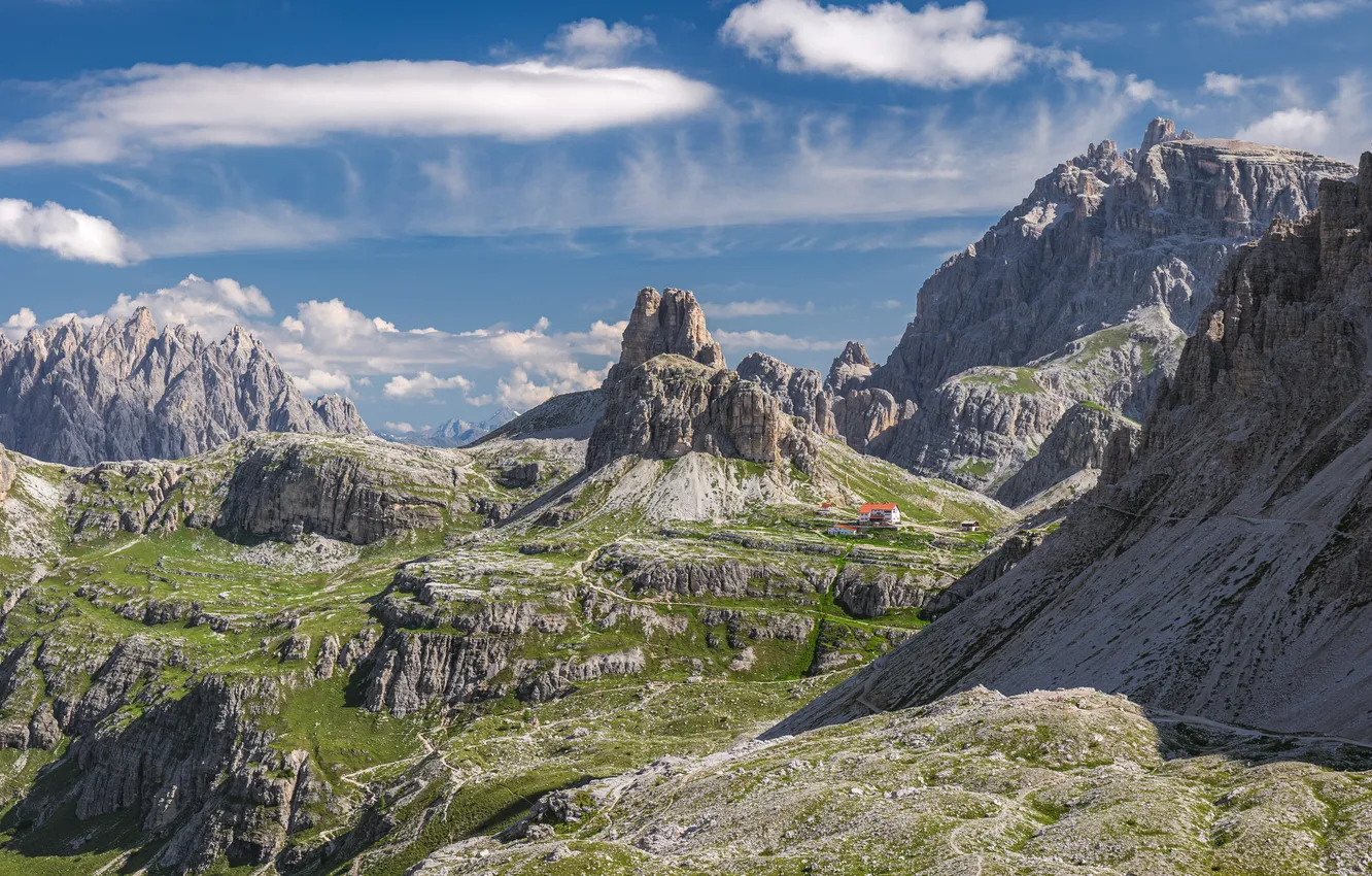 Photo wallpaper clouds, mountains, the beauty of nature, Gordon Nicholas, Magnificent landscape, A bright day in the …