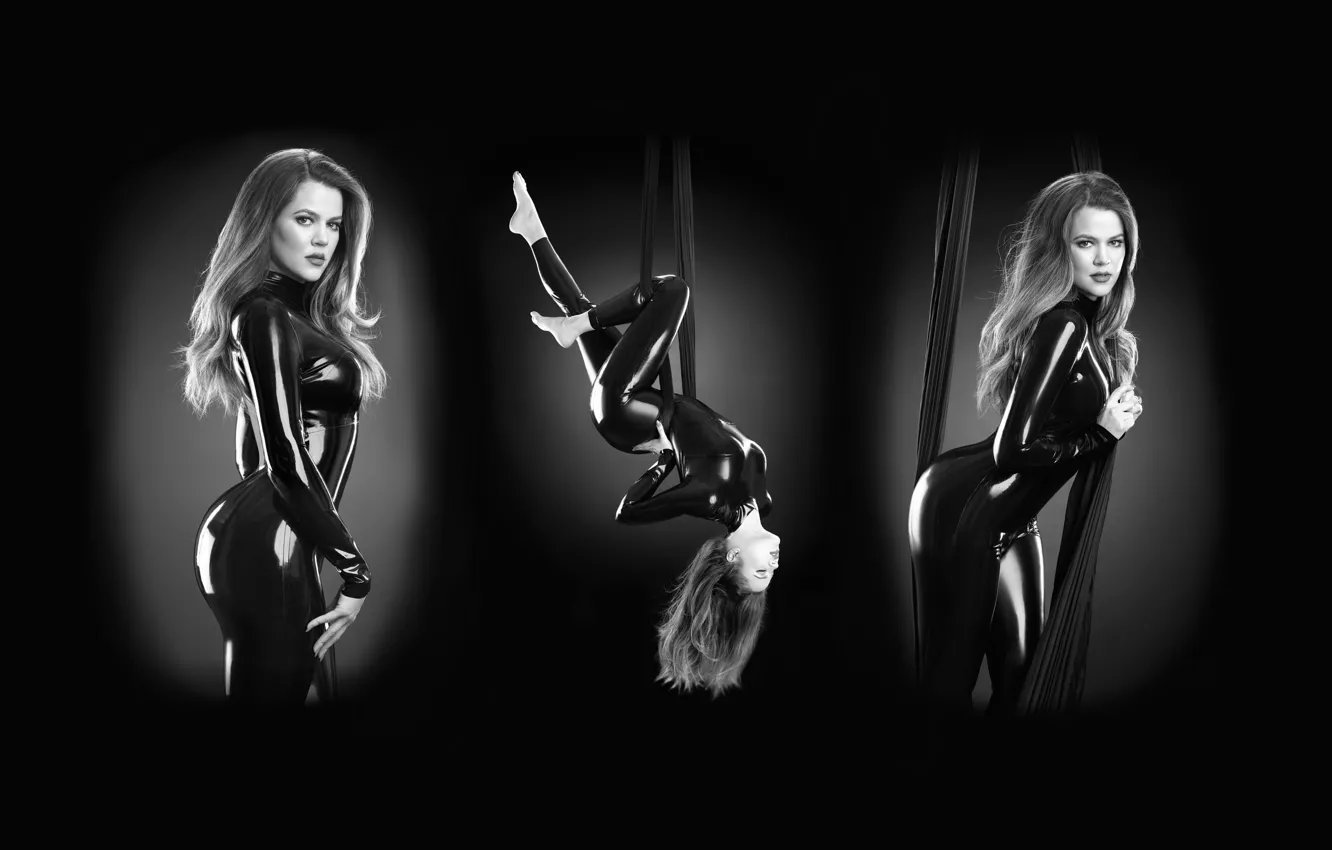 Photo wallpaper sexy, pretty, latex, shiny, catsuit, Khloe, Kardashian, Nick Saglimbeni