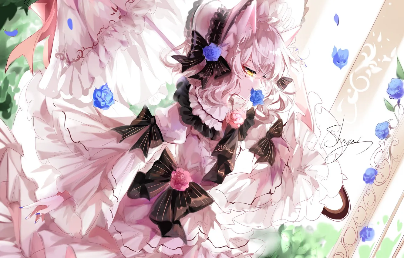 Photo wallpaper girl, umbrella, art, Sheya