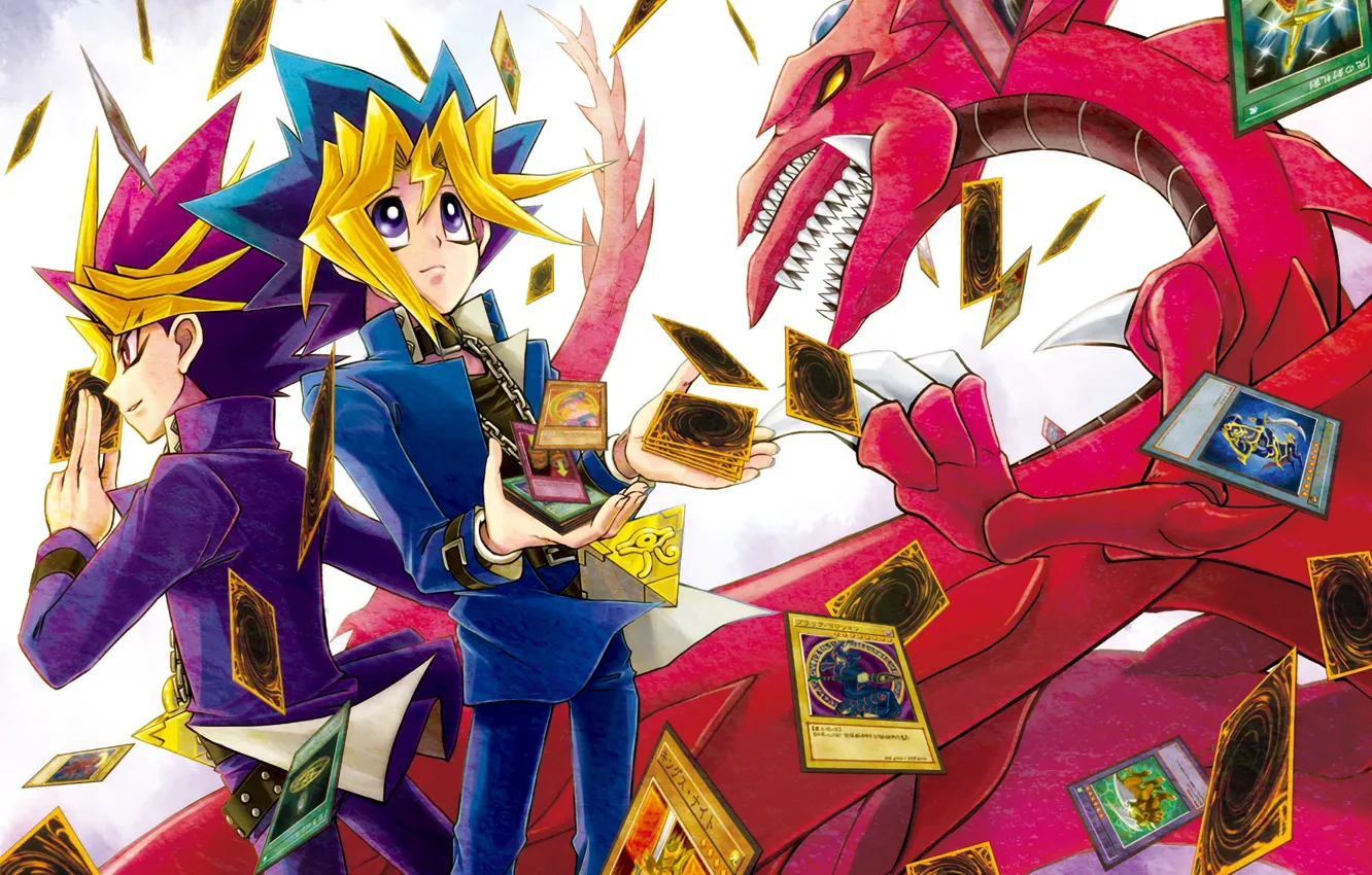 Photo wallpaper dragon, map, boy, Yu Gi Oh!