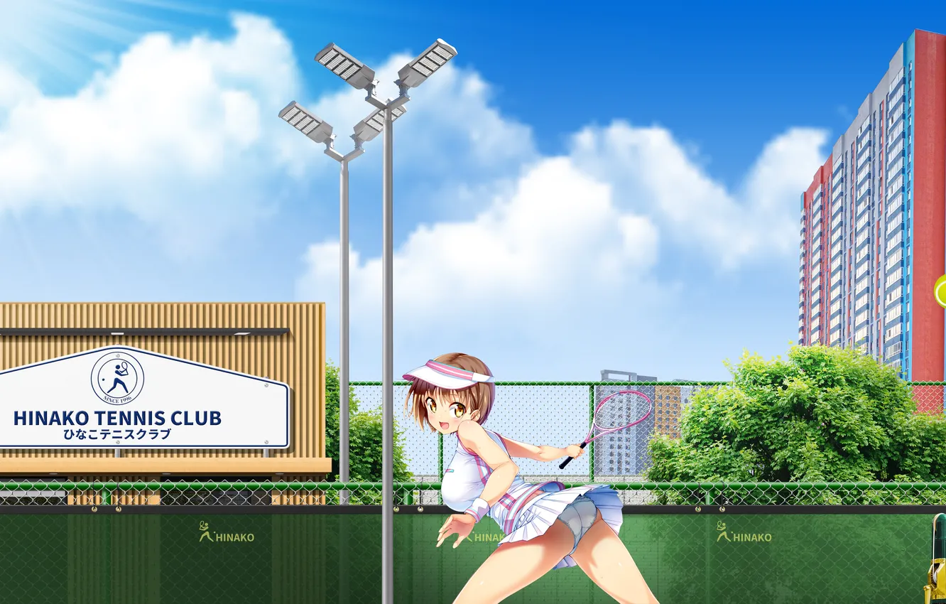 Photo wallpaper Tennis, tennis court, anime girl, hinako tennis club