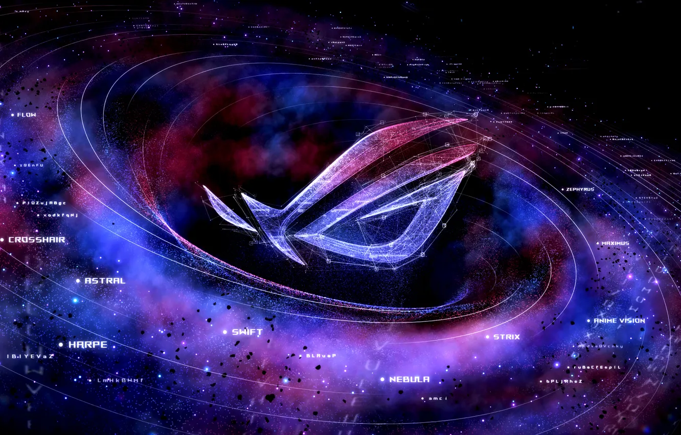 Photo wallpaper logo, Galaxy, gaming, digital art, asus rog, futuristic, technology, supernova