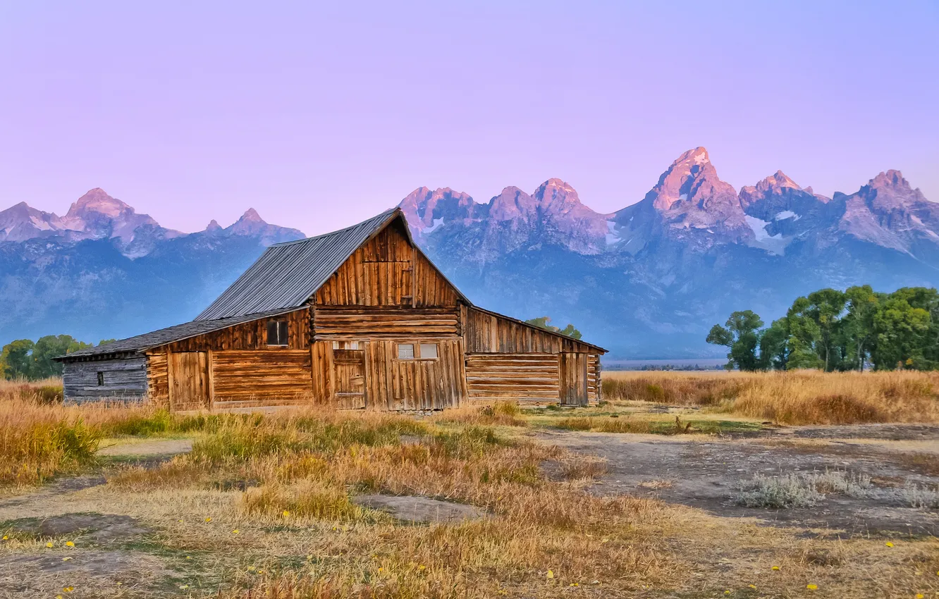 Photo wallpaper mountains, dawn, home