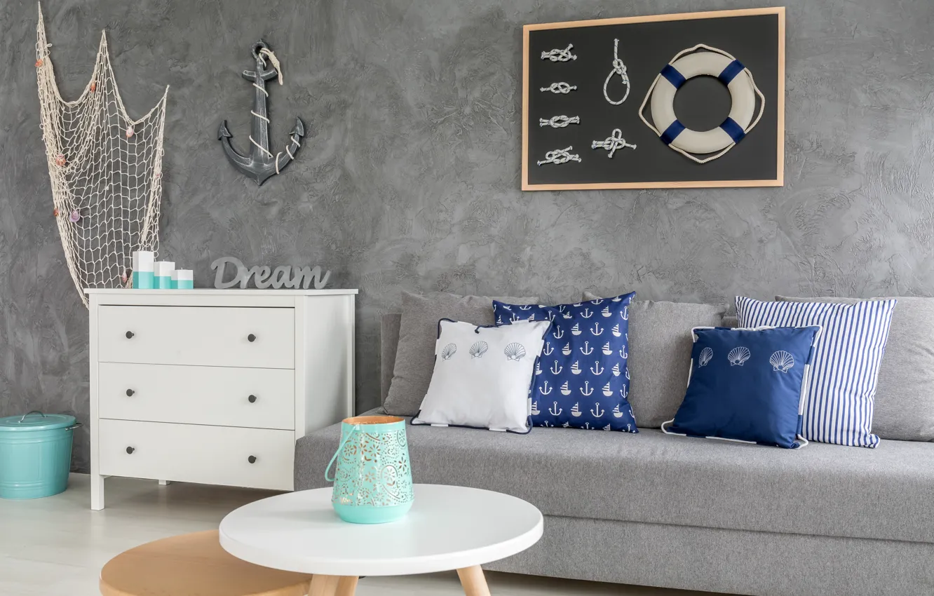 Photo wallpaper design, style, room, interior, marine style, children's