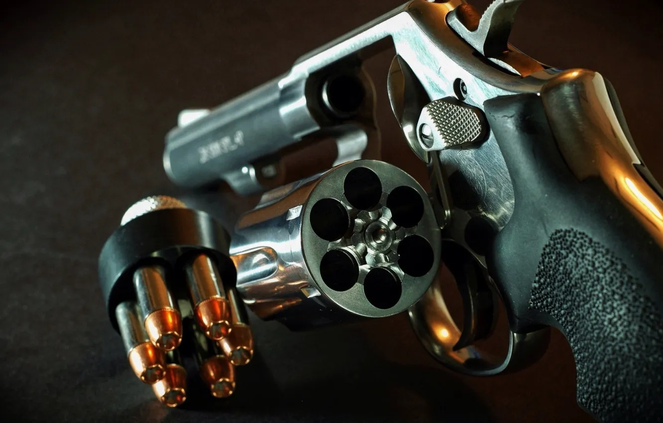 Photo wallpaper Gun, Revolver, Drum, Pistol, Cartridges