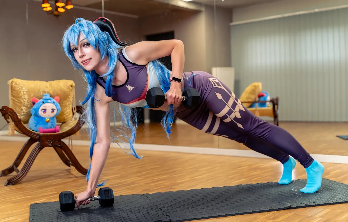 Photo wallpaper gym, leggings, woman fitness, Buttock, activewear, woman exercises, woman streching, woman workout