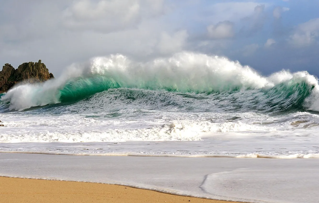Photo wallpaper sand, sea, wave, shore, seascape