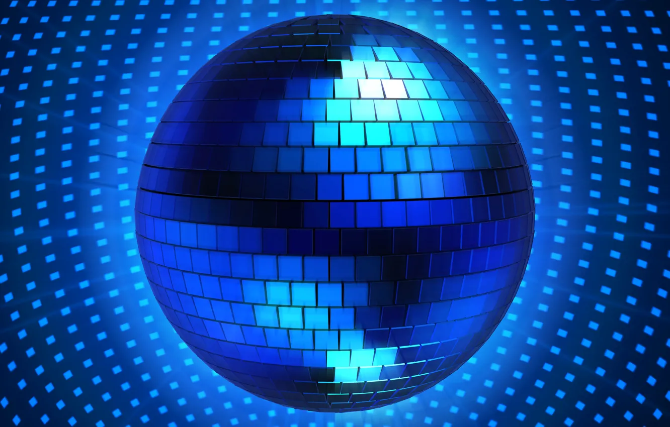 Photo wallpaper blue, rendering, graphics, ball, disco
