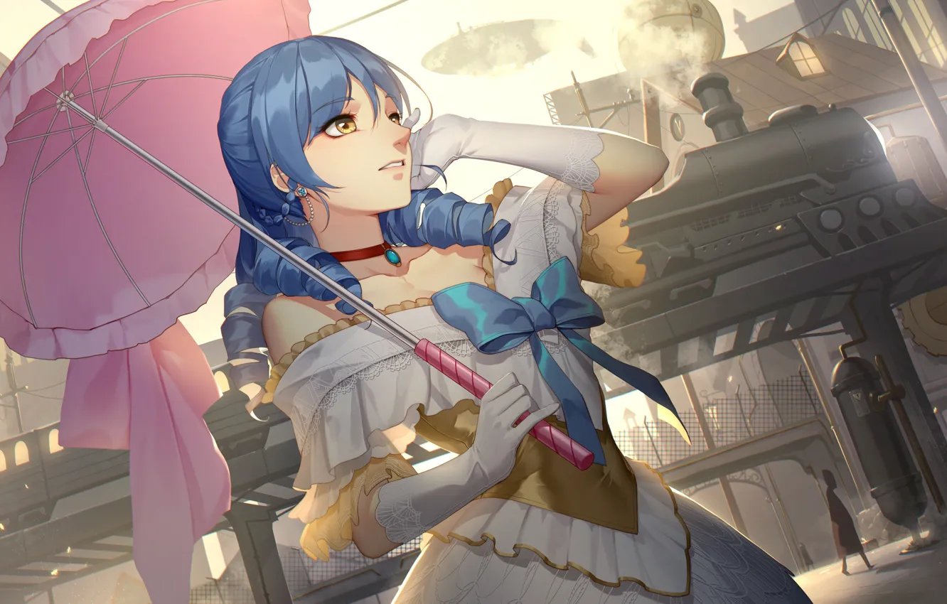 Photo wallpaper girl, umbrella, anime, walk, Romantic Saga of Beauty & Devil