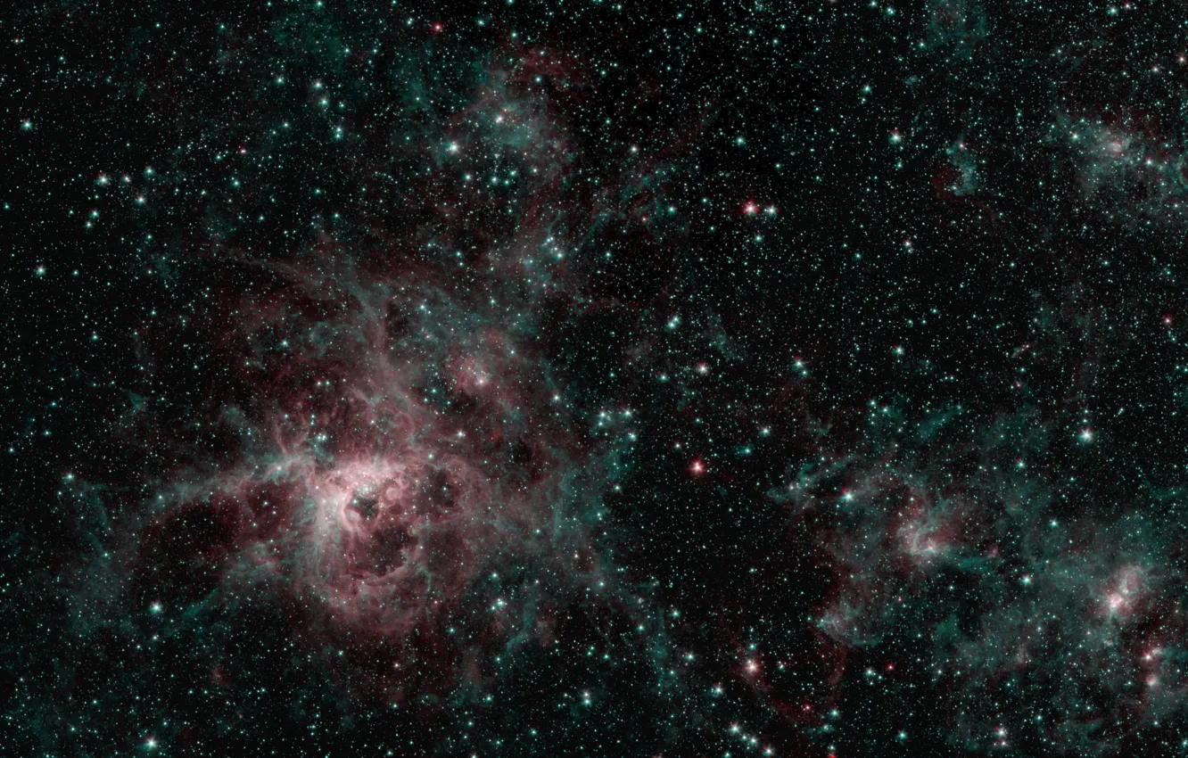 Photo wallpaper stars, accumulation, emission nebula, Tarantula, NGC 2070, BMO, LMC, The Large Magellanic Cloud