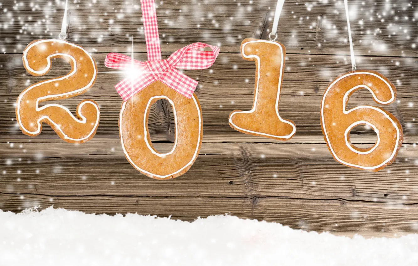 Photo wallpaper New year, New Year, cookies, decoration, Happy, 2016