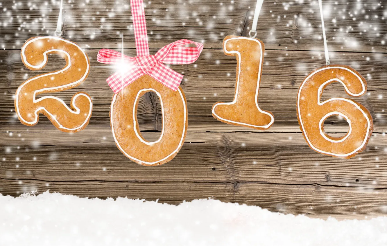 Photo wallpaper new year, New Year, cookies, decoration, Happy, 2016