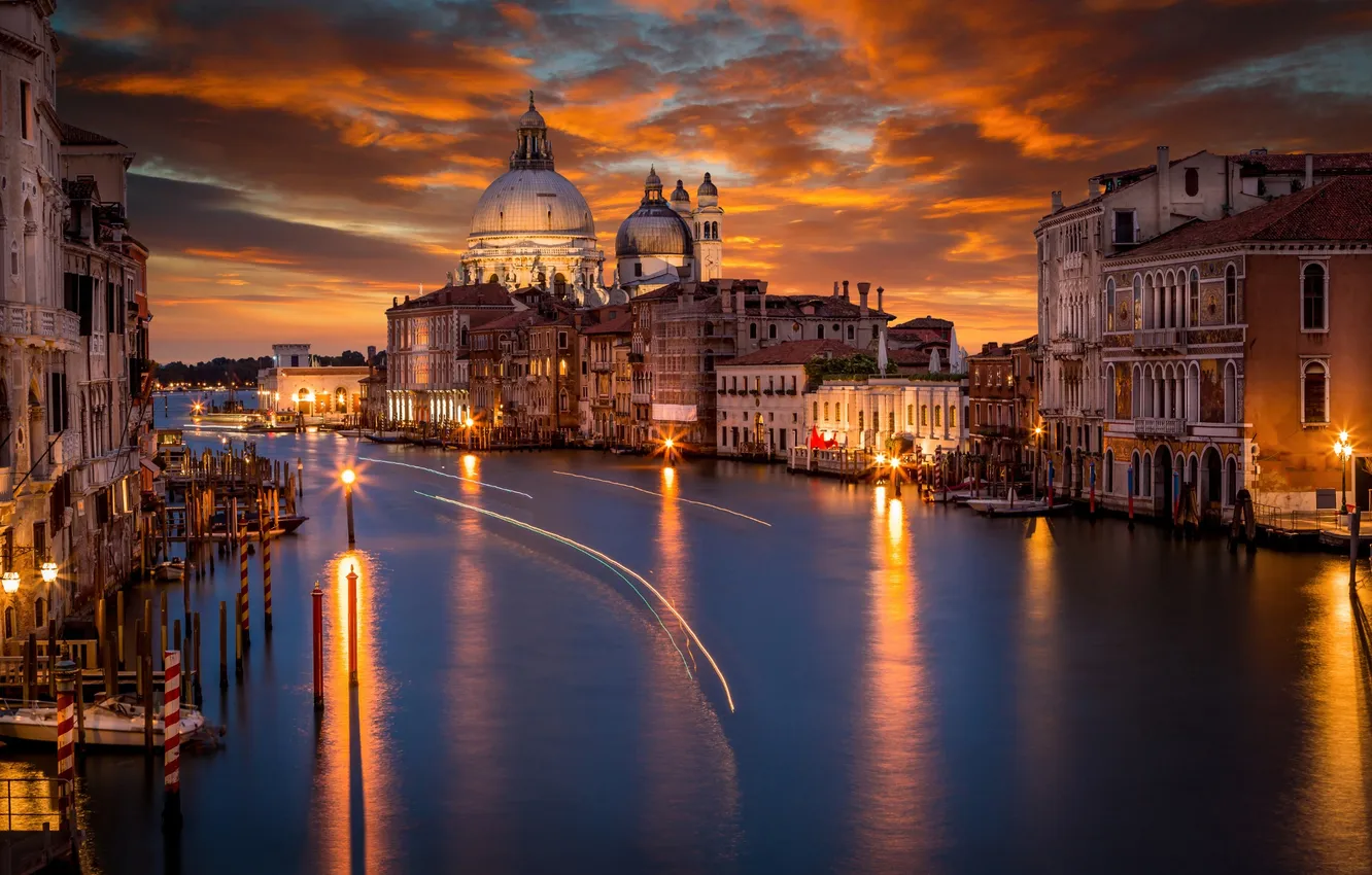 Photo wallpaper light, night, the city, lights, home, the evening, backlight, Italy