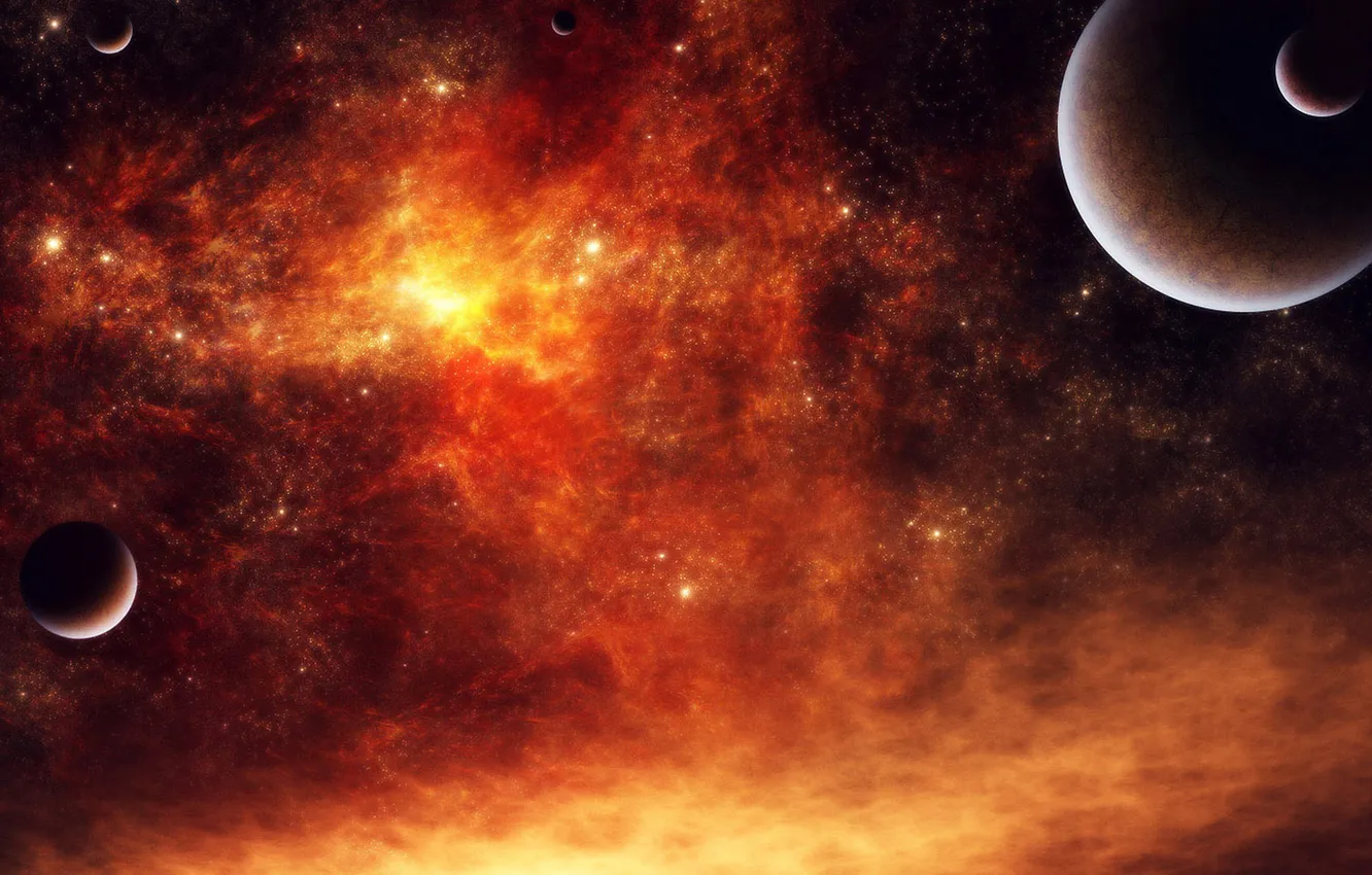 Photo wallpaper space, stars, planet