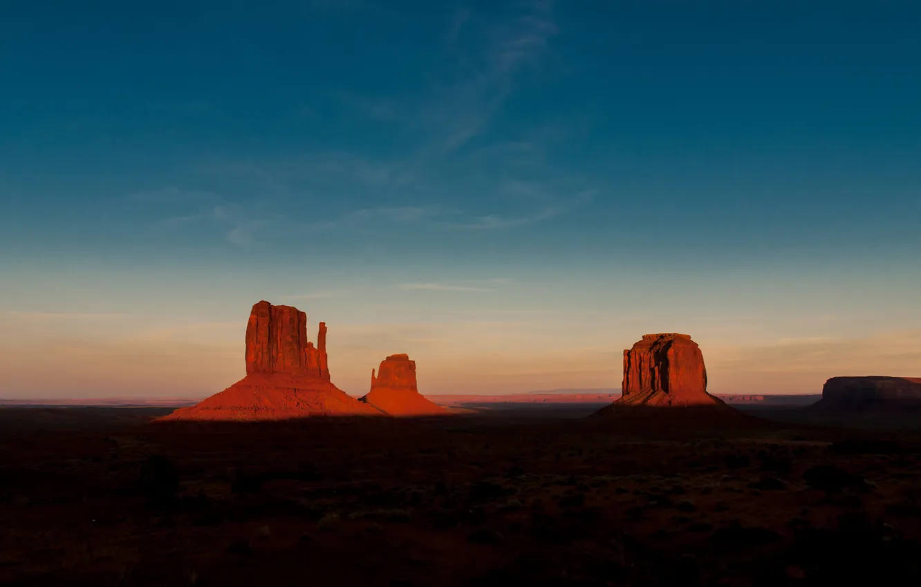 Photo wallpaper sunset, stones, rocks, desert, USA
