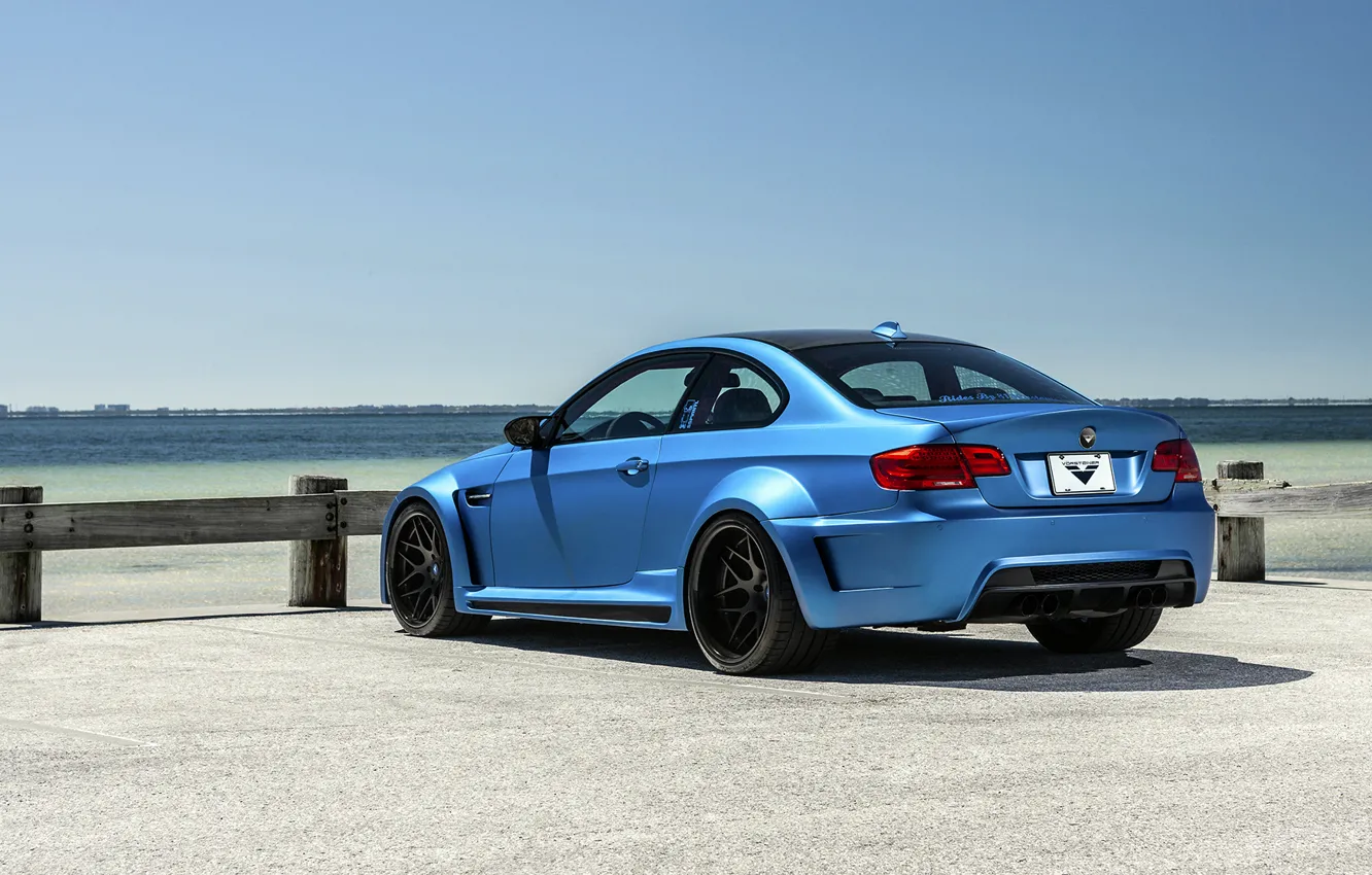 Photo wallpaper blue, bmw, BMW, sports car, blue, gts, rearside