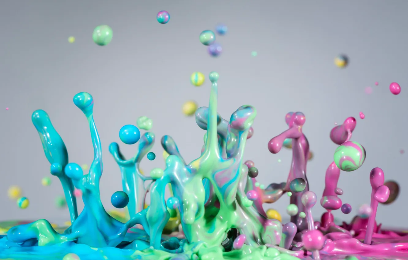 Photo wallpaper macro, paint, color, splash, grey background