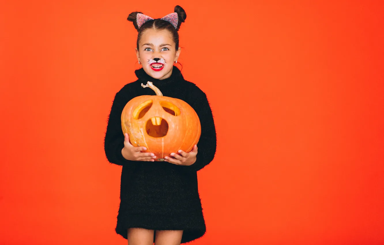 Photo wallpaper autumn, look, holiday, the game, hands, makeup, pussy, muzzle