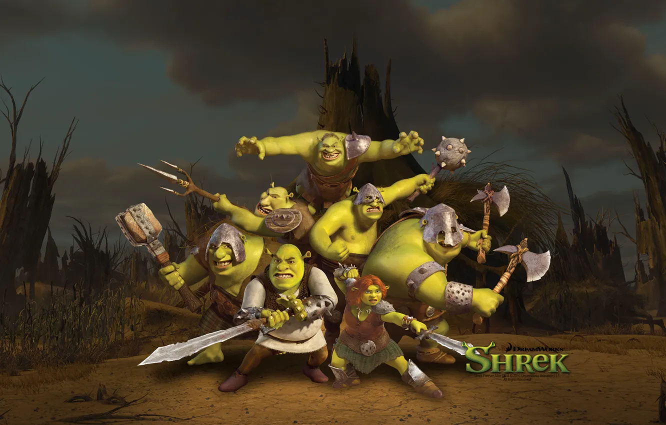 Photo wallpaper gang, swords, Shrek forever