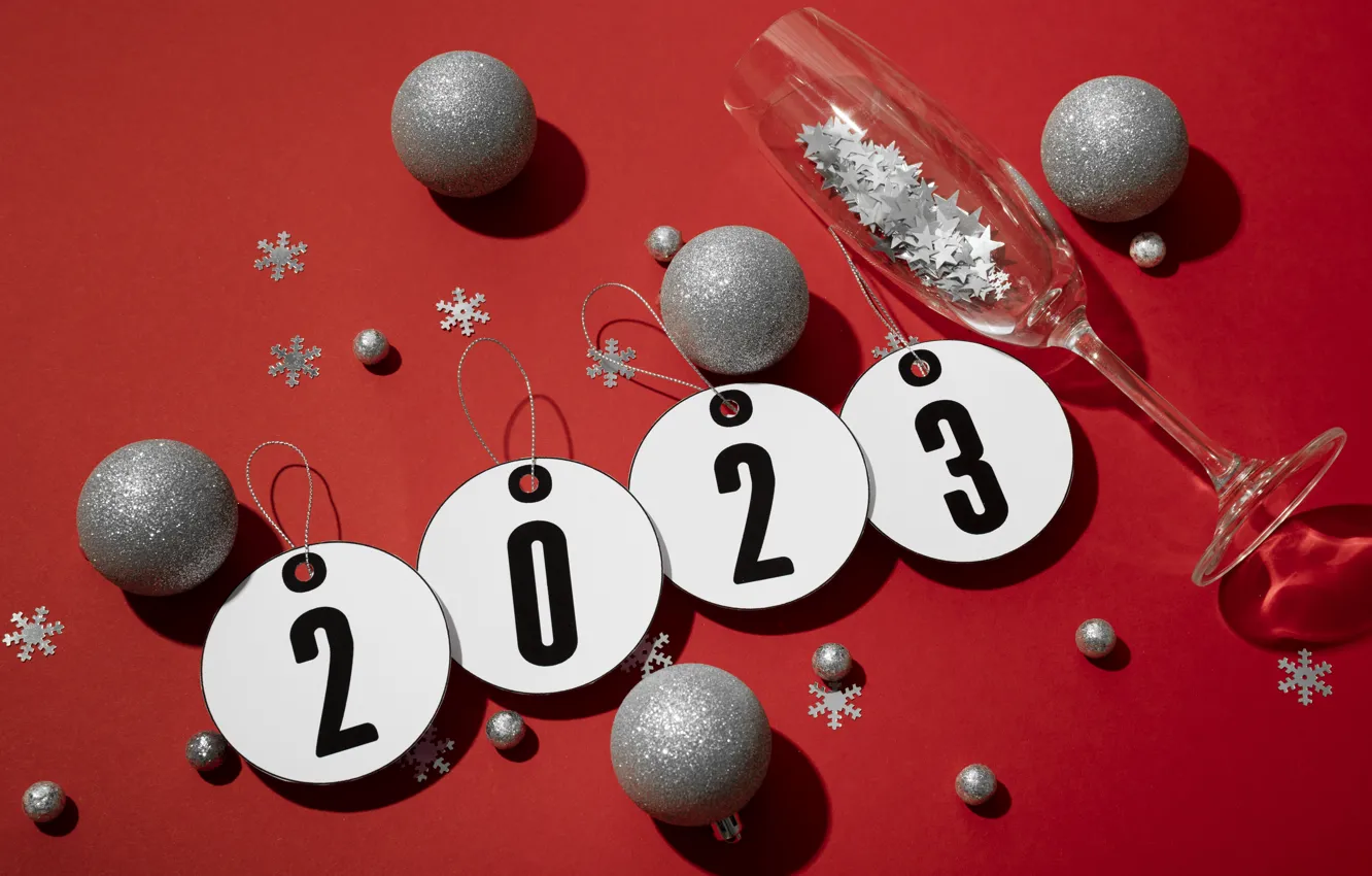 Photo wallpaper balls, circles, snowflakes, round, silver, glass, new year, silver