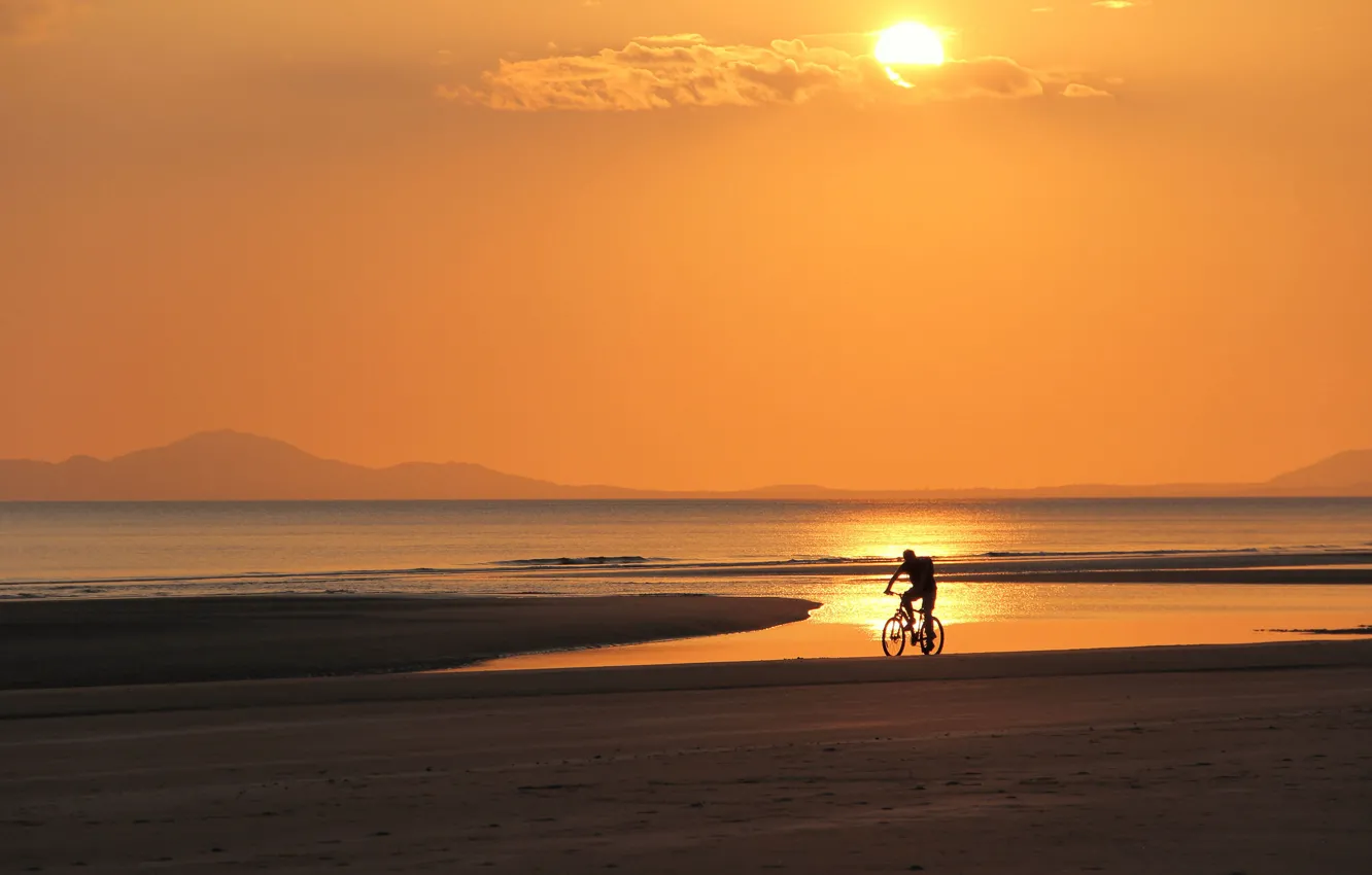 Photo wallpaper sea, beach, bike