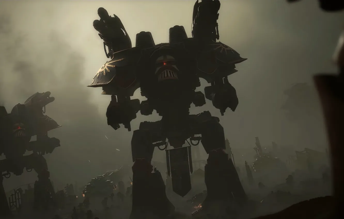 Photo wallpaper smoke, gun, battle, Warhammer, sight, Trailer, Titan, Cinematic