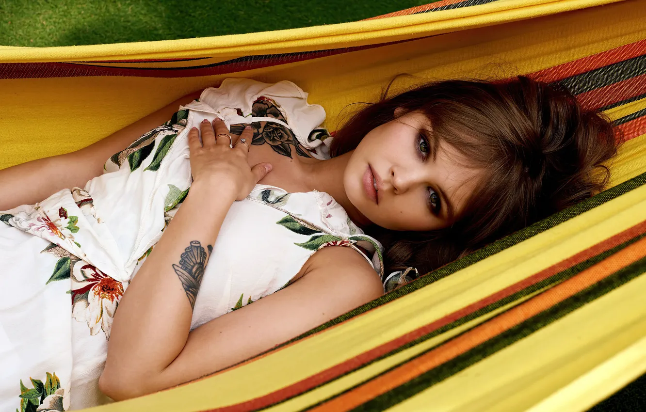 Photo wallpaper girl, hammock, Anastasia Scheglova, look