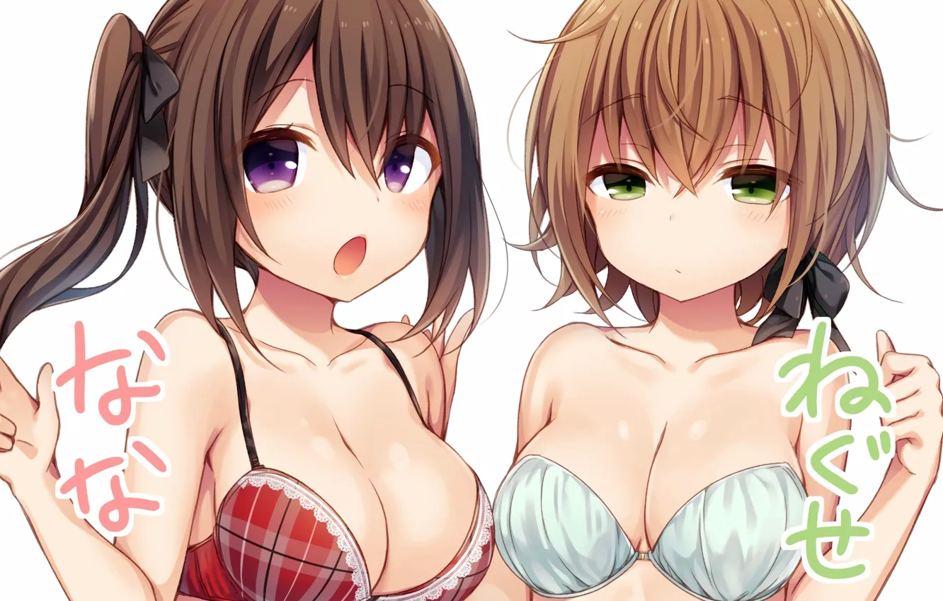 Photo wallpaper girl, sexy, lingerie, bra, cleavage, boobs, anime, beautiful