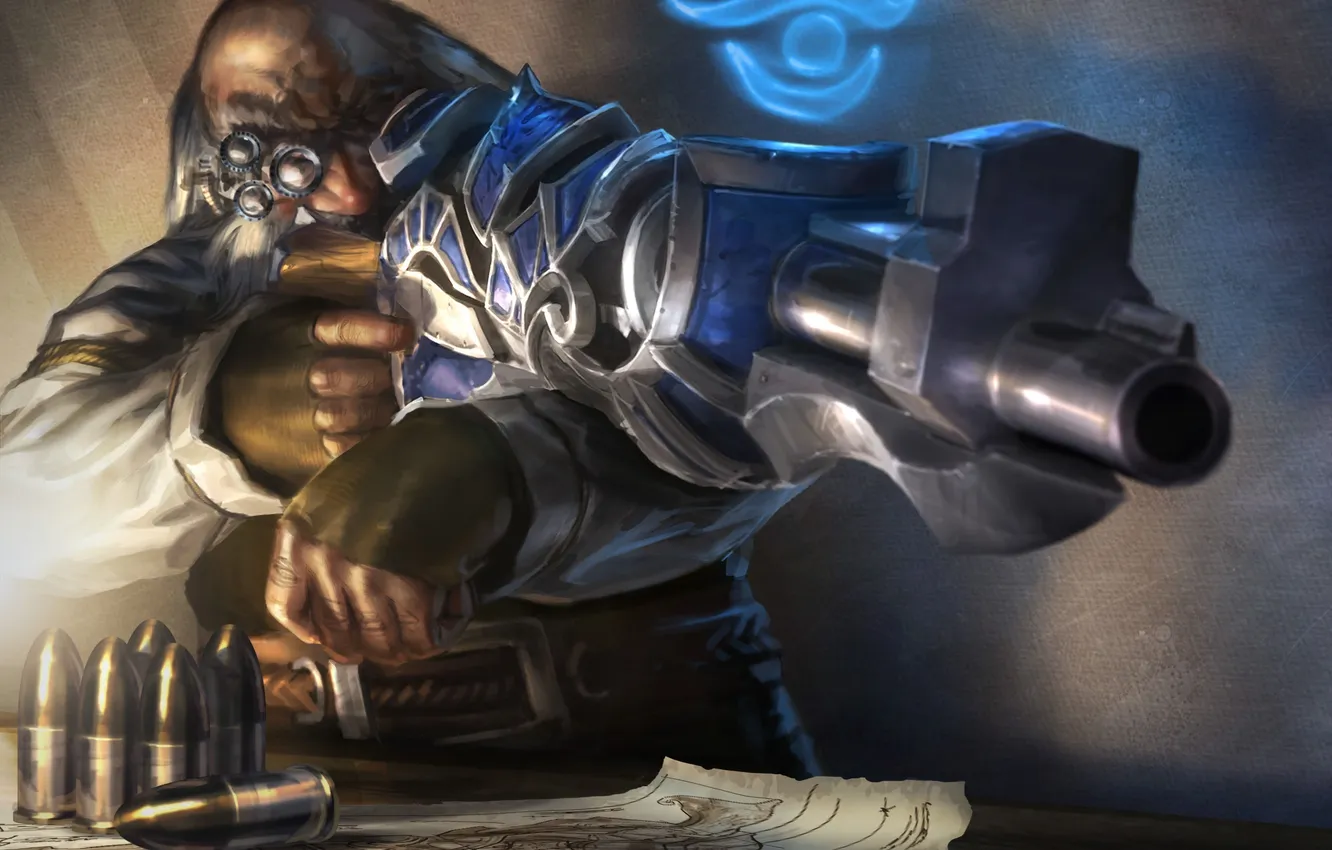 Photo wallpaper weapons, map, art, glasses, the barrel, cartridges, dwarf, lenses