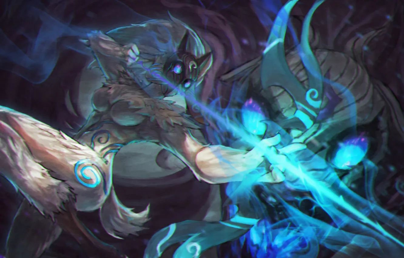 Photo wallpaper mask, bow, arrows, hunter, League of Legends, LoL, Kindred, Eternal Hunters