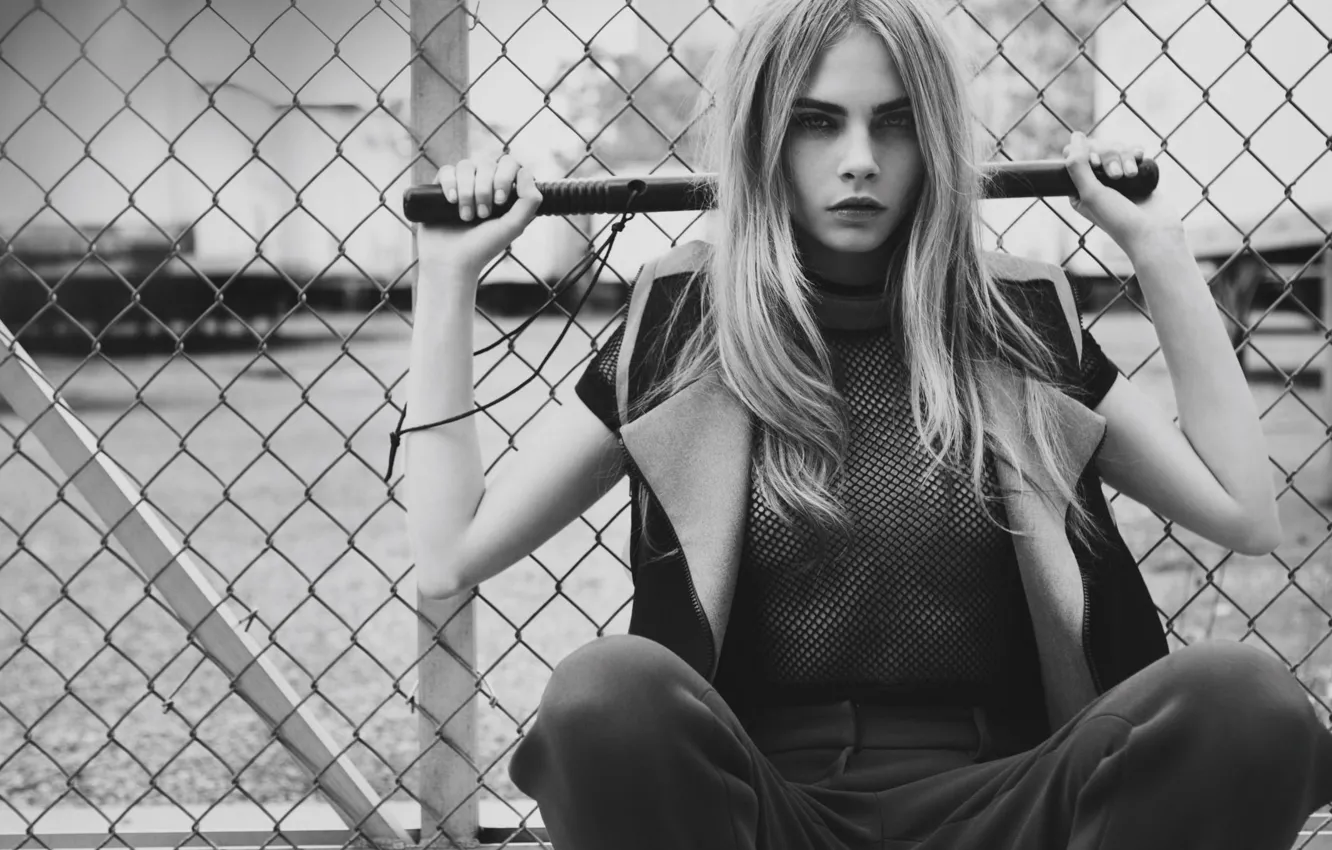 Photo wallpaper model, the fence, actress, stick, Cara Delevingne