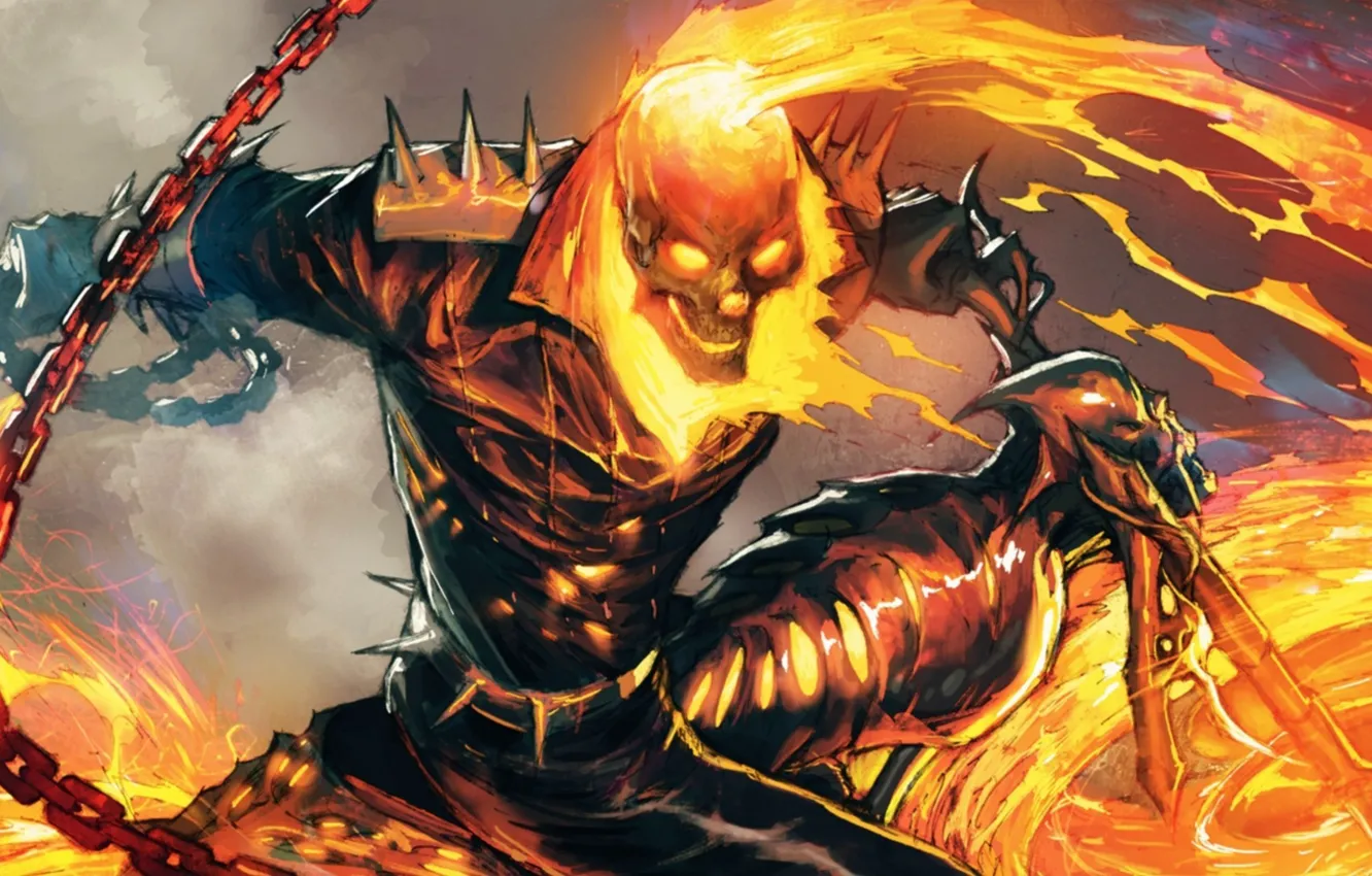 Photo wallpaper fire, sake, flame, Ghost Rider, Marvel, comics, hell, blaze